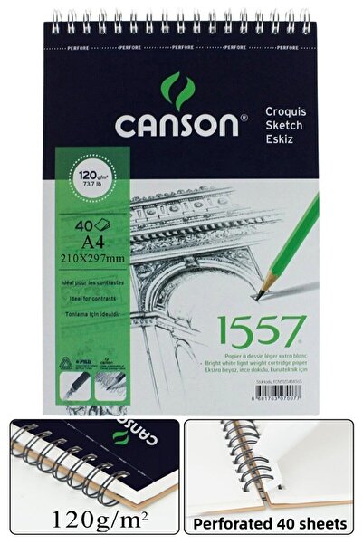 Artlantis Caiet de schițe cu spirală Canson 1557 A4, 40 de coli, 1 bucată, 12...