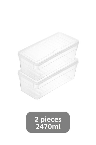 Meleni Home 2470ml Food Storage Container - Set of 2, Deep Microwave, Organizer Organizer with Clear Lid