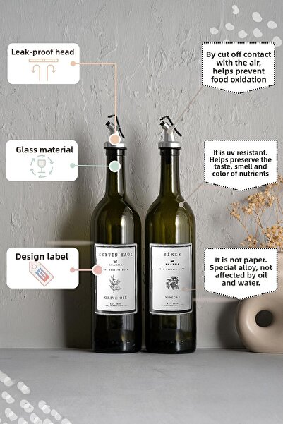 KHAKMA Amber Set of 2 750 Ml Olive Oil Vinegar Bottle Oil Pot Oil Bottle 750-bz-bs