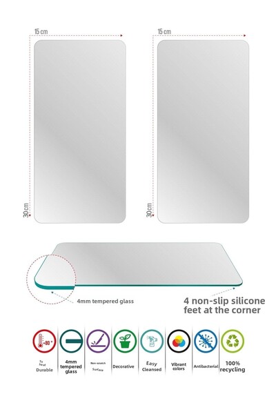 Decovetro طقم طاولات تقديم من الزجاج البني مكون من قطعتين بنمط رخامي أسود مقاس 30 × 15 سم