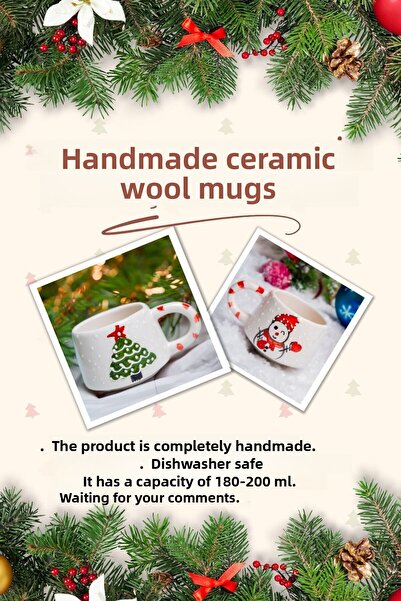 İNA PAZARLAMA Handmade Ceramic Christmas Cup