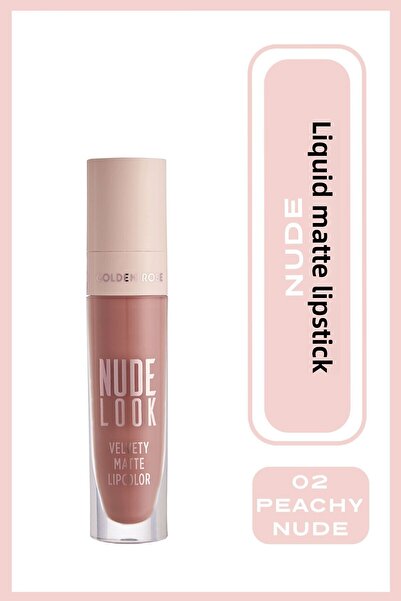 Golden Rose أحمر شفاه سائل غير لامع بلمسة نهائية مخملية 02 بلون الخوخ والجوجو...