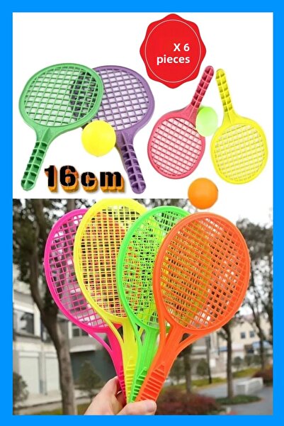 Hyd مجموعة ألعاب مكونة من 6 مضارب بلاستيكية هدية لمرحلة ما قبل المدرسة مقاس 16 سم مضرب تنس صغير