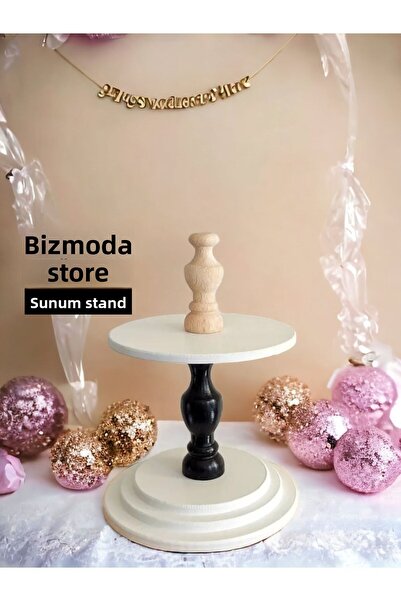bizizmoda صينية تقديم تقديم خشبية، حامل تقديم بطبقات، حامل كب كيك المعجنات