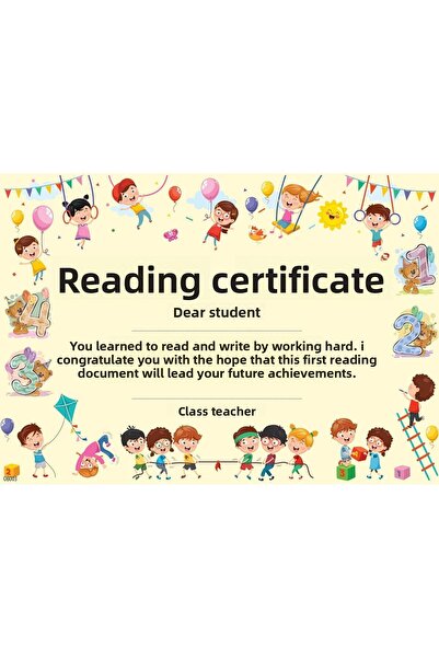 uzaktangelir شهادة القراءة في المدرسة الابتدائية 1 كرتونة عجين سميكة (5 قطع) ...