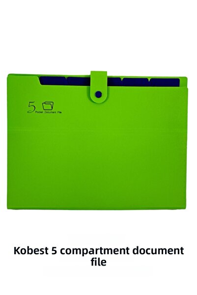 Kobest ملف ورقي مكون من 5 أقسام مقاس A4 - أخضر - أرجواني