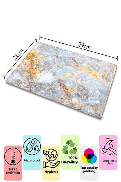 Postifull Glass Cutting Board, Thick And Unbreakable Glass - Marble Theme - 21*30cm - Chopping Board, Kitchen Decor