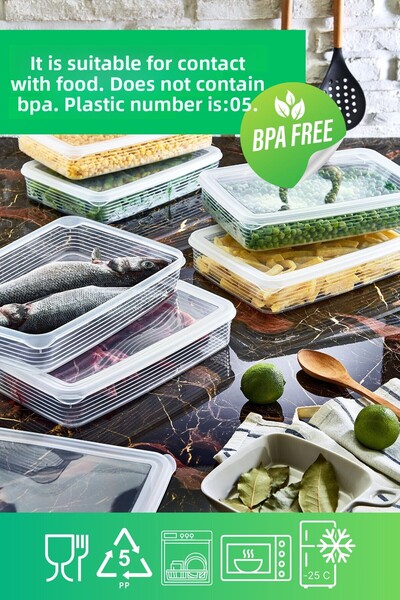 GRİMOR Life 2.3 Lt Transparent Deep Freezer Storage Set - 6 Refrigerator Organizer