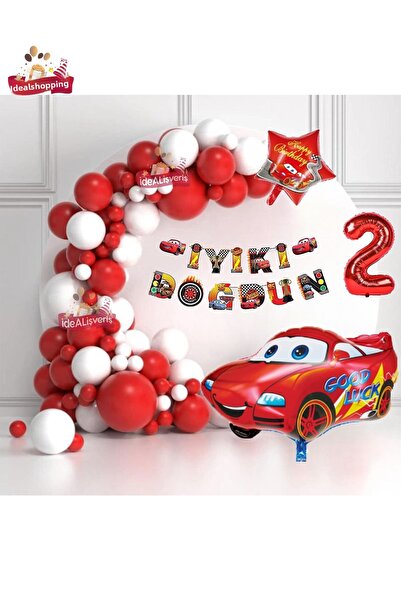 Bkmc Set de petrecere pentru ziua de naștere Concept roșu și alb cu banner de...