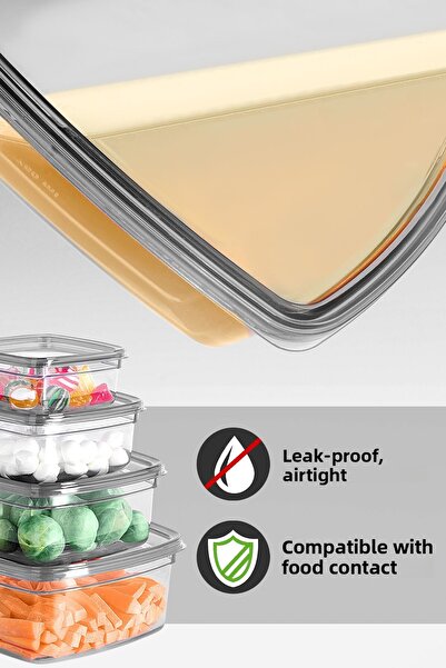 Meleni Home Set of 24 Square Leakproof Storage Containers - Organizer Food Container 6X(275-500-850-1350)Ml Anthracite