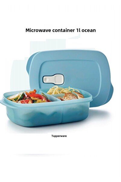 Tupperware Blue Compartmented Lunch Box - Microwave Compatible, Leak-Proof, 1 Liter