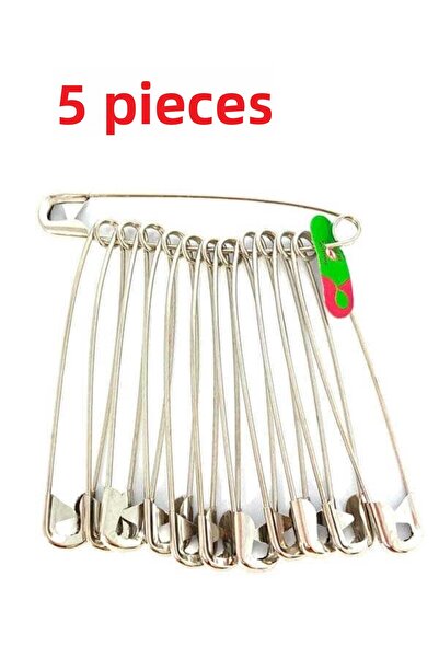 gördur (5 قطع) مقاس كبير رقم: 4 إبرة أمان بطول 5 سم و12 قطعة إبرة شوكة (5 قطع)