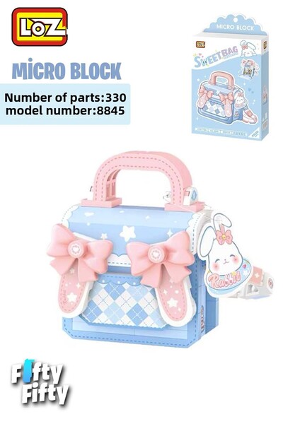 Vagonlife Loz Micro Block Sweet Bag Series Blue Rabbit Figured Bag 330 Pieces Toy Construction Set Fflz-8845