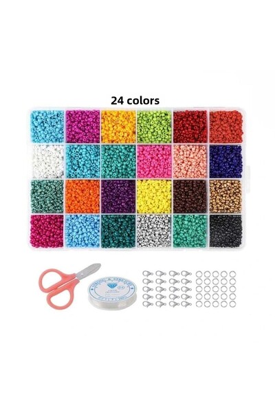 yiğit aksesuar مجموعة خرزات رملية عملاقة 24 لونًا لمستلزمات صناعة المجوهرات و...