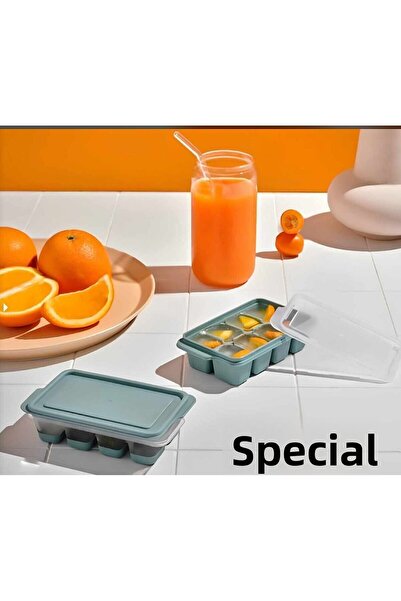 MİMOZA PARK قالب ثلج صغير قائم على السيليكون مكون من 8 قطع مع غطاء، 8 أقسام غير لاصقة 2