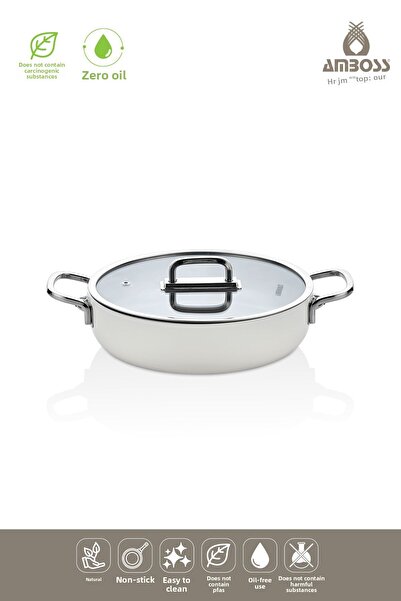 Amboss Sera Nova Ceramic Fireproof Non-Stick Flat Pot 26 cm – White