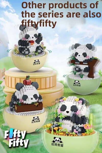 Vagonlife Panlos Yko Series Decorative and Collectible Panda Model 574 Piece Building Set -Ffp1276