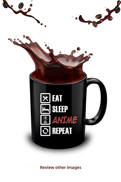 yhfoto أكل النوم تكرار أنيمي، مضحك اليابانية مانغا كوب القدح الأسود