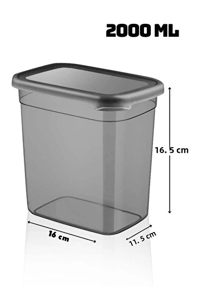 NY HOME Economical 2 Pieces Jumbo Size Rectangular Storage Container 2000 Ml Anthracite