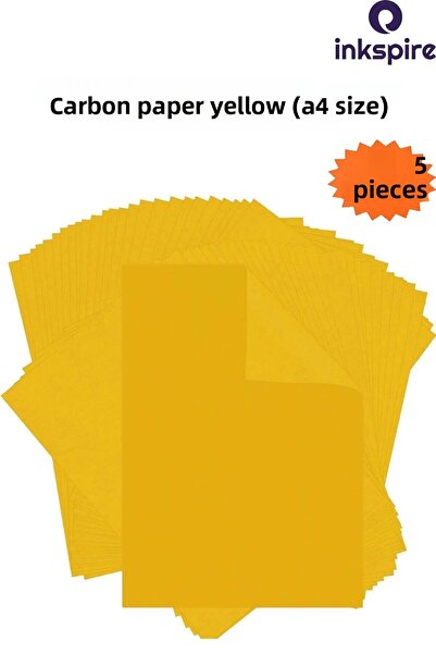 inkspire 5 Pieces of Yellow A4 Carbon Copy Paper - Patterned Transfer and Ext...