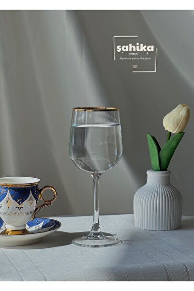 Şahika Kristal cama atılan imza Set of 6 Paşabahçe Casual Gold Coffee Side Water Glasses