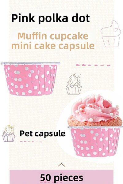 PASTAWORKS قالب كعك صغير ملون على شكل كبسولة مافن كب كيك وردي اللون 50 قطعة