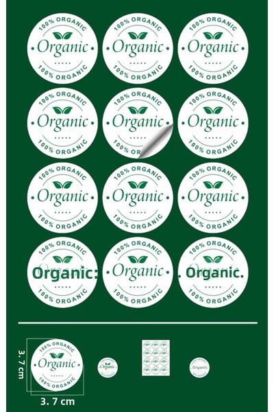 EcoNest 100% Organic Label Sticker Coated Round Cut 100% Organic Label (3,7X3,7Cm) 108 Pieces