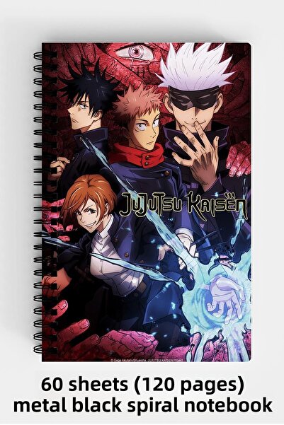 Anime Marketi دفتر ملاحظات بغلاف صلب مقاس A5 بتصميم الرسوم المتحركة Kaisen 12...