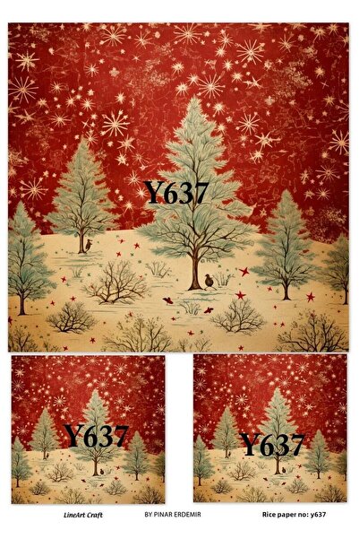 LİNEART ورق ديكوباج نحاسي بنمط عيد الميلاد رقم: YILBAŞI637 - 29X42 سم