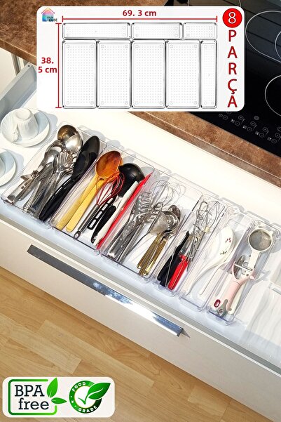 color house 8 Piece Ladle Set - Wooden Cutlery Holder, Serving Cutlery Modula...