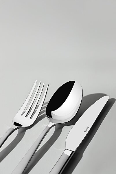 Nehir Deniz Satin 12-Person 89-Piece Leather Boxed Cutlery Set