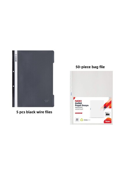 KarmaOfis Black Wire Binder Set 1 (5 Black Wire Binders + 50 Bag Binders)