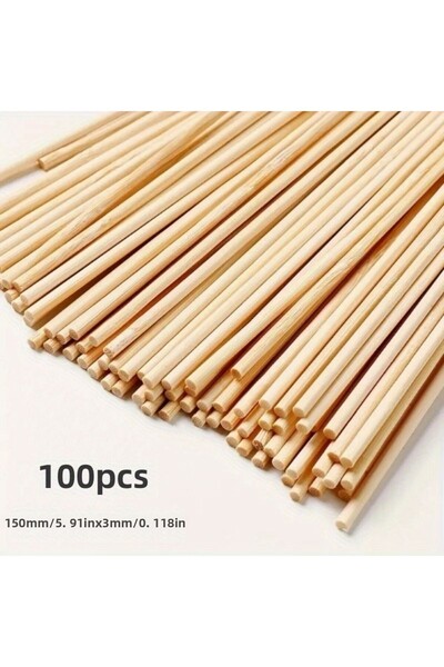 Choice 100 قطعة من العصي الخشبية المستديرة مقاس 150 مم 3 مم، نموذج بناء يدوي ...