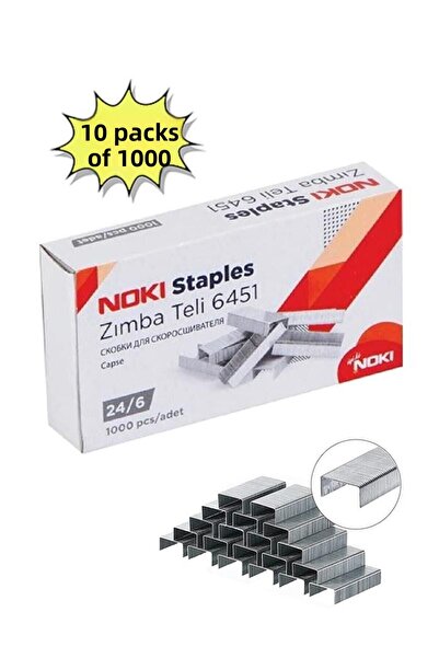 Noki Staples Large 24/6 1000 Pcs Nickel White 10 Pack School Stationery Offic...