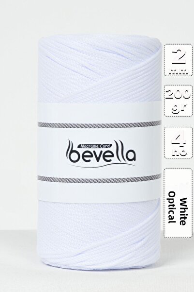 Bevella Macrame Cord 2 مم - 200 جرام بوليستر أبيض بوليستر كهف وخيط حقيبة