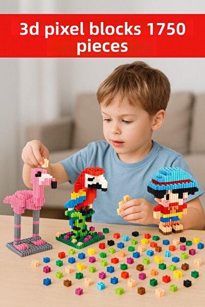 Blok مجموعة ألعاب مكعبات بناء ثلاثية الأبعاد من البكسل - 1750 قطعة من مكعبات ...