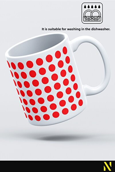 nilizma Red Colored Dot Patterned Colorful Mug Cup – 330 ml Mug | Stylish and Durable Design