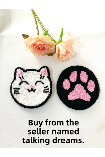 TALKING DREAMS Cat and paw punch 2-piece coaster set