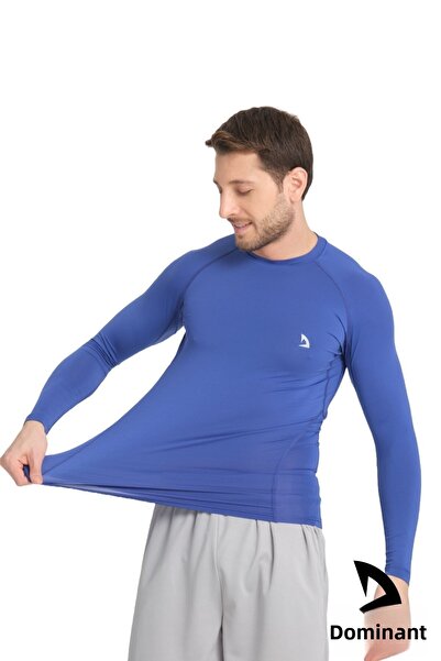 DOMİN SPOR Ανδρικό μακρυμάνικο μπλουζάκι Sax Blue Fit Compression Fitness Sports Body Tshirt