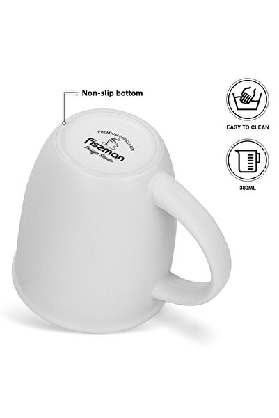 Fissman 2-Piece Printed Coffee Mug 380mL ''MOON CHILD'', Ceramic Coffee Mug with Handle