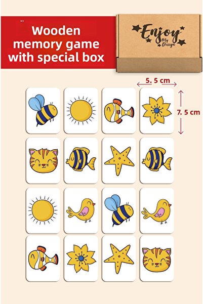 Enjoymydesign لعبة مطابقة بطاقات الذكاء الخشبية، لعبة ألغاز تعليمية خشبية لبط...
