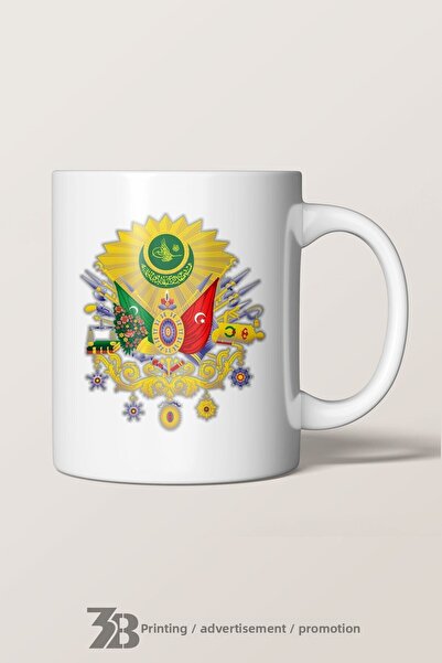 3B BASKI REKLAM PROMOSYON كوب بورسلين بتصميم عثماني - زجاج، 3 بوسمان - 005