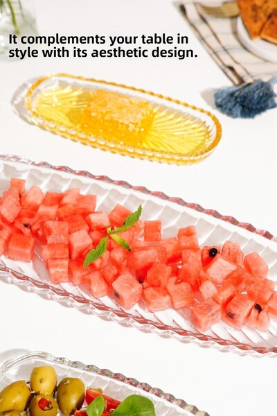 Vienev 3-Piece Glass Boat Plate 2 Small 1 Large Size