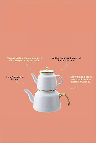 AROW White Enamel Teapot Set - TR-4534