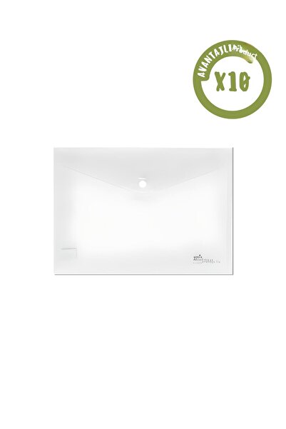 Dağtaş Kırtasiye Umix Snap Fastener Transparent Envelope File Blue Color A4 Set of 10