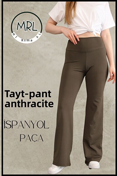 missmaral Women's High Waist Tightening Tights Trousers Flared Leg Lycra Stretchy Diving Fabric Khaki 1040