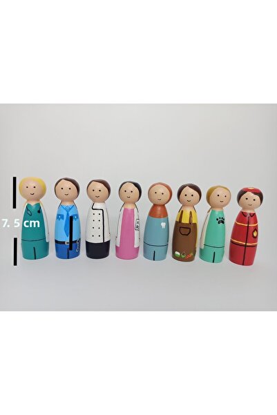 Gepetto مجموعة مهنة Nine Peg Dolls - مجموعة مكونة من 8 دمى نسائية، لعبة تعليم...