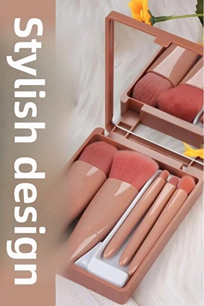 MUJGAN 5-Piece Professional Portable Mirrored Makeup Brush Set