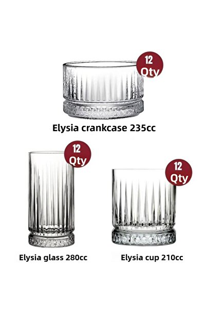 Paşabahçe Elysia 36 Piece Soft Drink Set - Water Cup and Snack Bowl