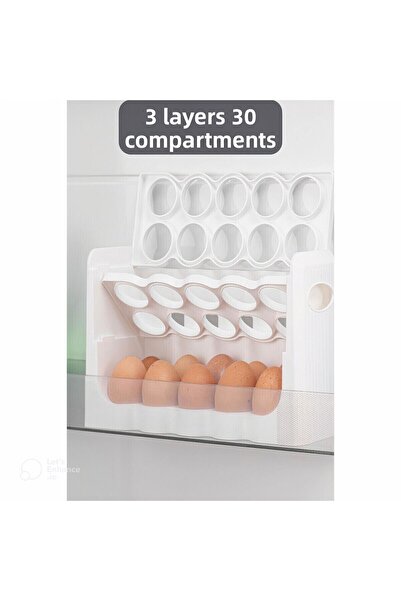 HomeDesigner 30 Compartment Egg Box 3 Layer Egg Holder Refrigerator Organizer Storage Container